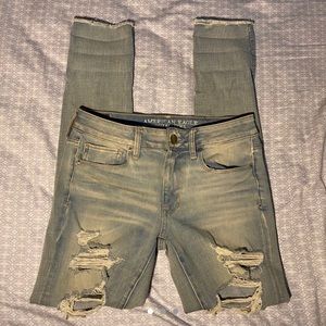 American Eagle Ripped Skinny Jeans with Raw Hem